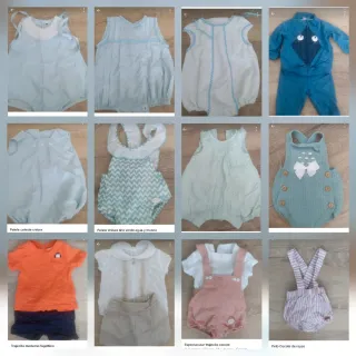 Set per neonati: passeggino, abbigliamento e accessori.