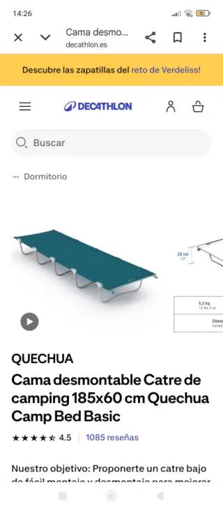 Catre Quechua Basic Camping.