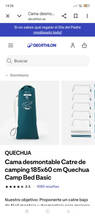 Catre Quechua Basic Camping.