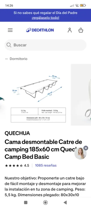 Catre Quechua Basic Camping.