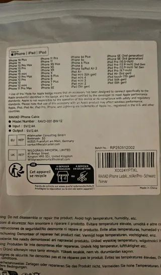 3 cavi Lightning RAVIAD per iPhone