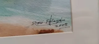 Cuadro acuarela paisaje marino