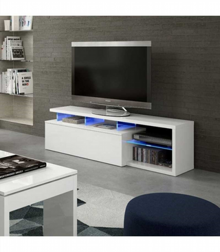 Mesa Tv Con Luces Led. Blanco Brillo