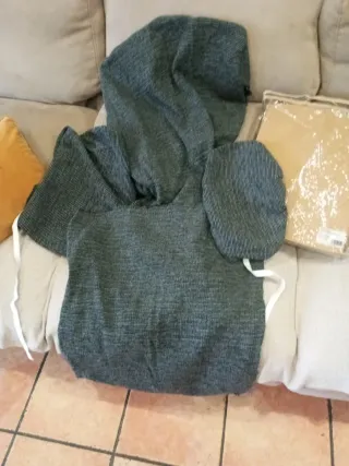 Funda sofá relax tela gris y beige