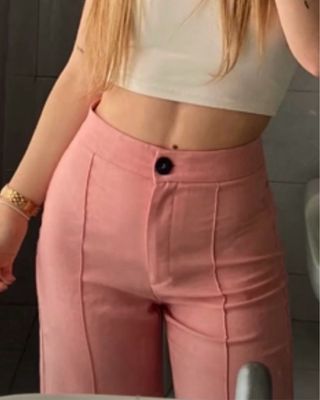 Pack 2 pantalones rectos: rosa y beige