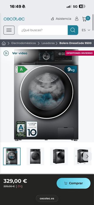 Lavadora Cecotec Bolero DressCode 9500