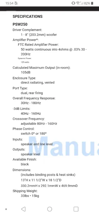Subwoofer Polk Audio PSW250