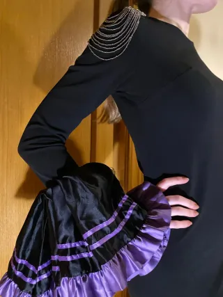 Vestido Flamenco Negro y Morado