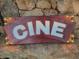 Antiguo Cartel Rótulo Luminoso de Cine metálico.