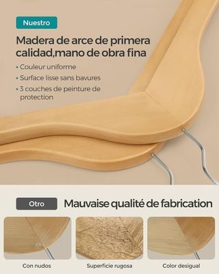 Juego 20 Perchas Madera maciza SONGMICS CRW001-20