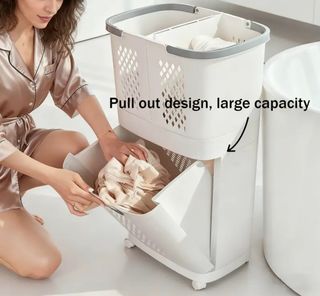 Cesto grande plástico blanco con 3 compartimentos