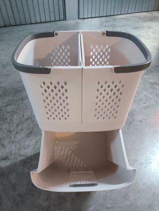 Cesto grande plástico blanco con 3 compartimentos