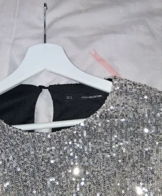 Vestido lentejuelas negro y plateado