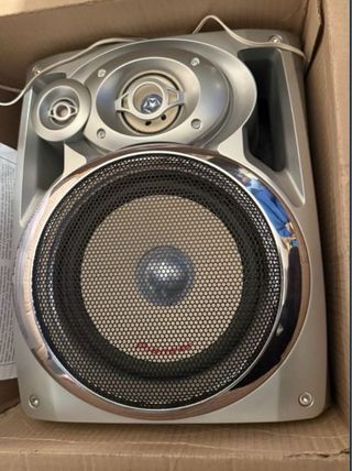 Pareja de altavoces plateados