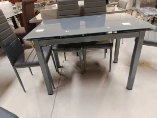 Mesa comedor extensible cristal gris