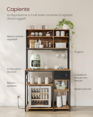 Scaffale Cucina con Multipresa, Mobile Cucina, 40