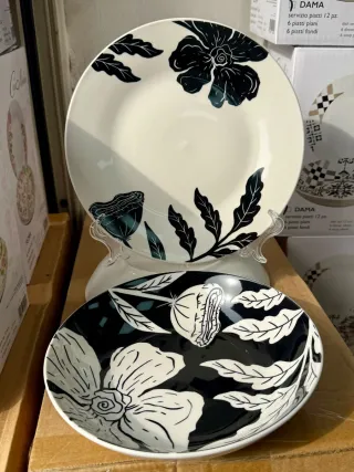 Set 12 piatti DAMA ceramica fiori