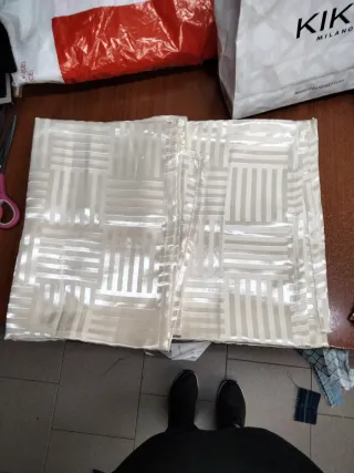 Spezzoni raso stampato 4 pz (2 panna, 2 beige)