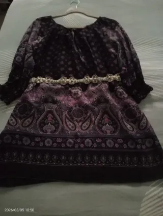 Blusón tipo gasa estampado malva/morado talla M