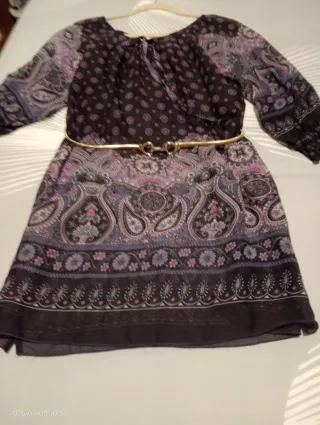 Blusón tipo gasa estampado malva/morado talla M