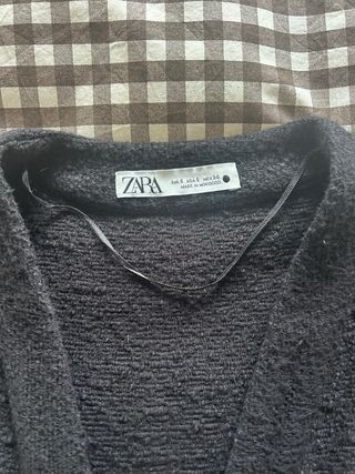 Chaqueta larga Zara tweed negra