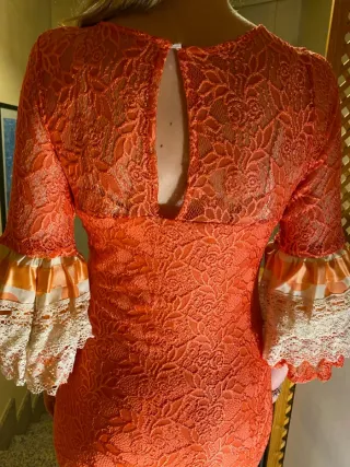 Vestido Flamenca coral y Blanco