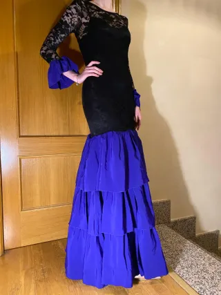 Vestido Flamenca Negro y azul Klein