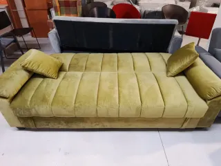 Sofá Cama Terciopelo Verde/Azul