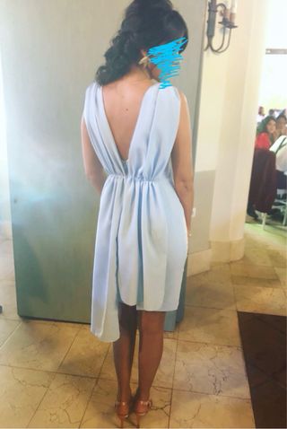 Vestido fiesta corte mini celeste Talla S