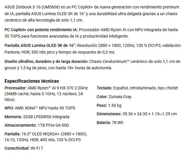 Asus Zenbook S16 Ryzen AI 9 HX 370 afbeelding 3