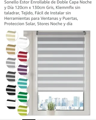 Estor Enrollable Doble Capa Gris 120x130cm
