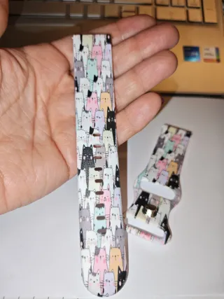 Correa de reloj con estampado de gatos. 22 mm