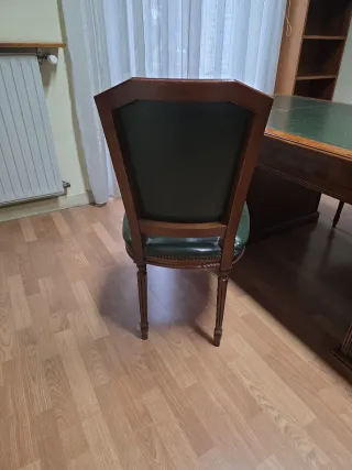 2 Poltrone in Legno e Pelle Verde