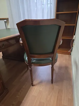 2 Poltrone in Legno e Pelle Verde