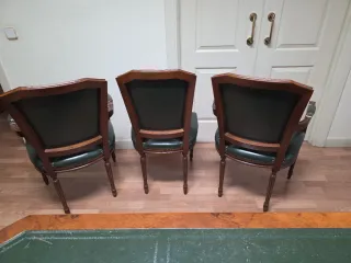 2 Poltrone in Legno e Pelle Verde