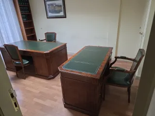 2 Poltrone in Legno e Pelle Verde