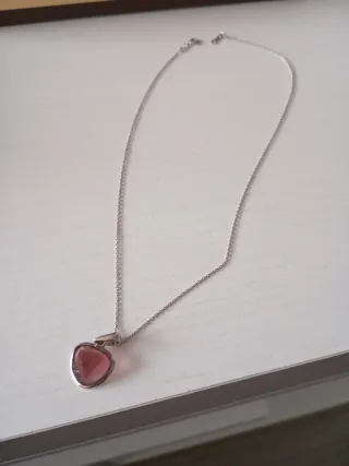 Colgante Corazón Turmalina y Plata con Cadena