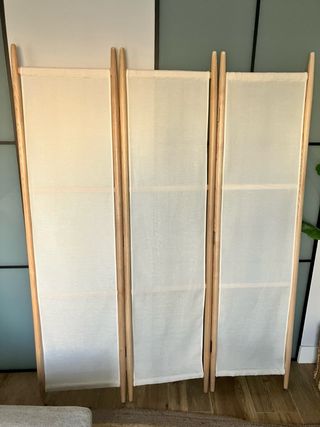 Biombo Zara Home 3 Paneles Madera y Tela