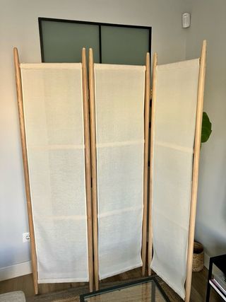 Biombo Zara Home 3 Paneles Madera y Tela