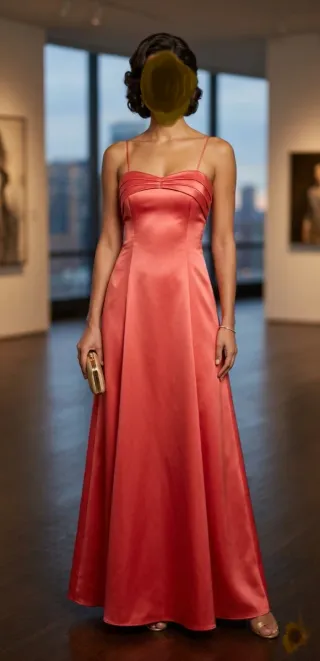 Vestido de fiesta satén rojo Santiago Sanchez