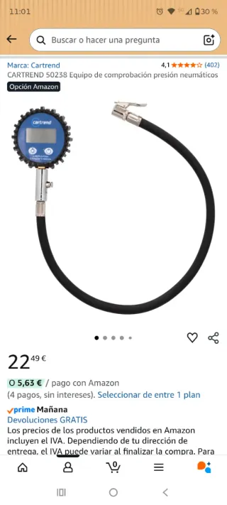 Manómetro digital presión neumáticos Cartrend