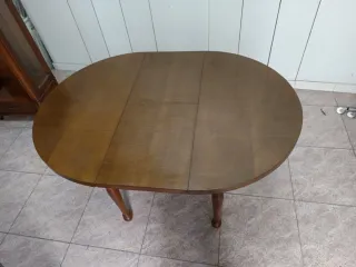 Mesa redonda extensible cristal y madera