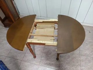 Mesa redonda extensible cristal y madera