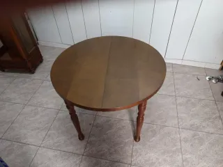 Mesa redonda extensible cristal y madera