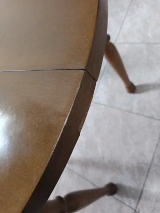 Mesa redonda extensible cristal y madera