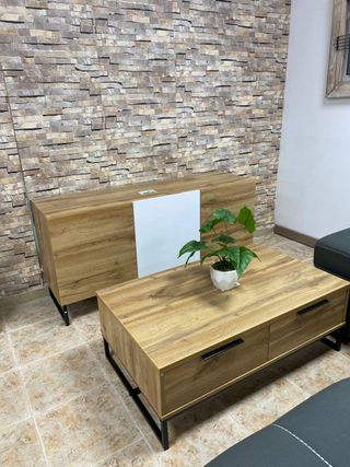 Mueble TV y Mesa Centro Madera y Metal