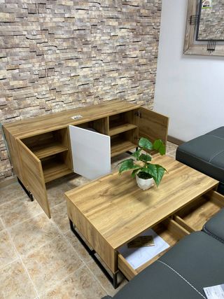 Mueble TV y Mesa Centro Madera y Metal