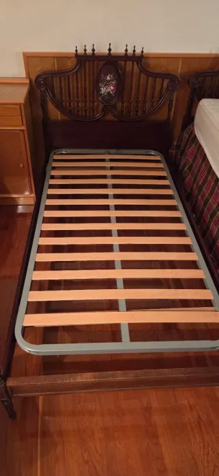 Estructura cama + somier madera y metal 90x180
