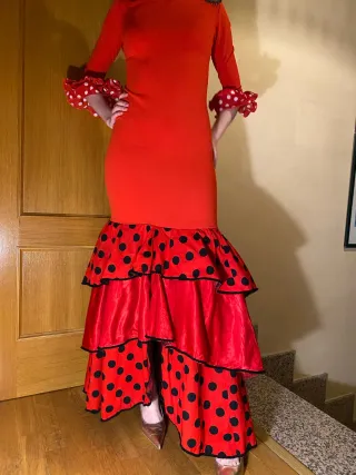 Vestido Flamenca Rojo Lunares
