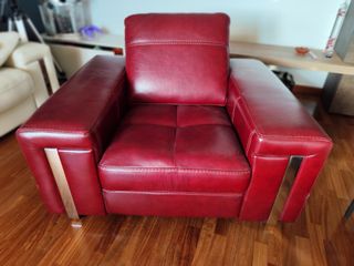Poltrona in vera pelle buffalo rossa